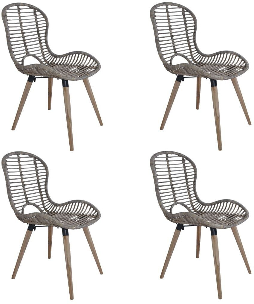 vidaXL Dining Chairs 4 pcs Brown Natural Rattan