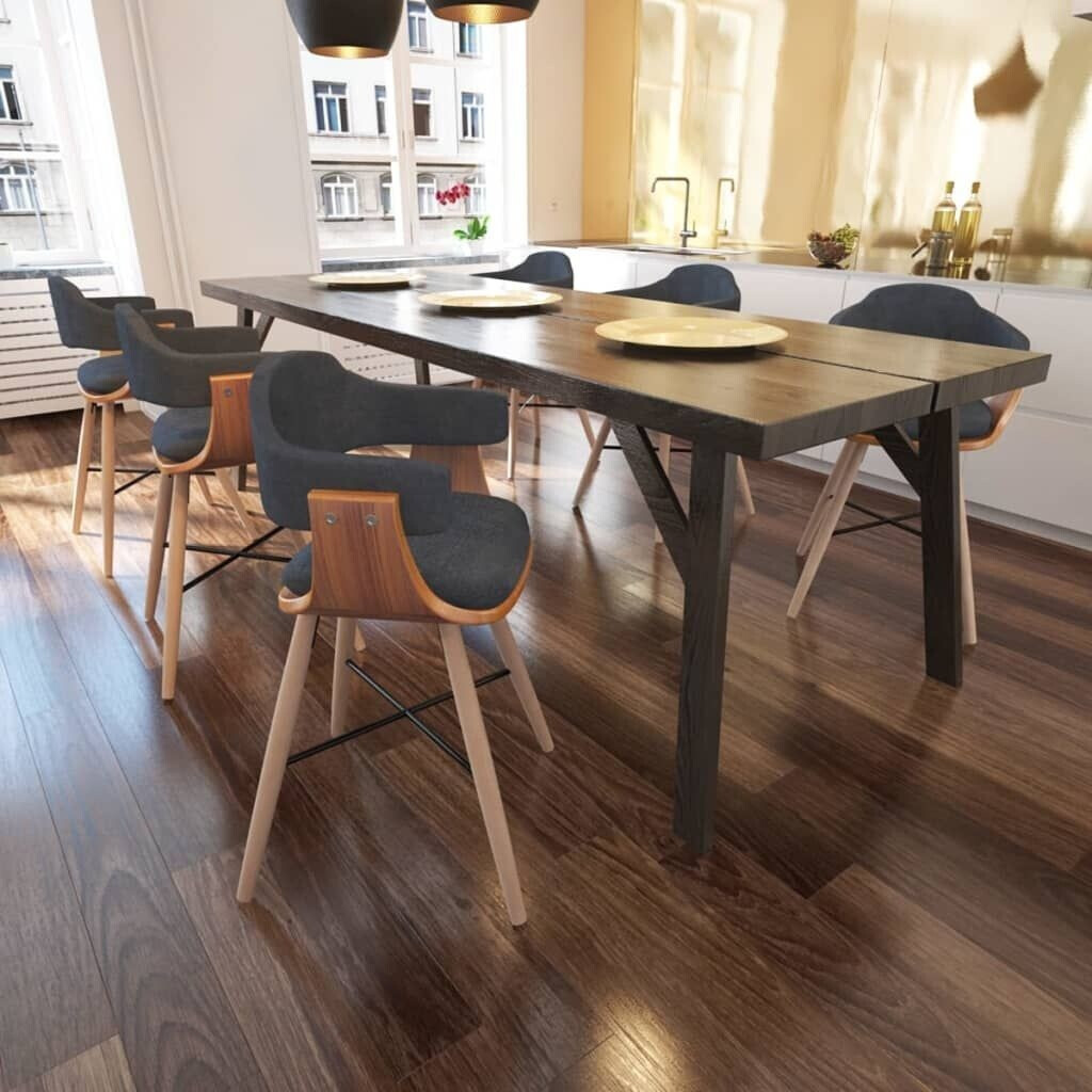 vidaXL Dining room chairs 6 pcs. Dark gray bentwood and fabric