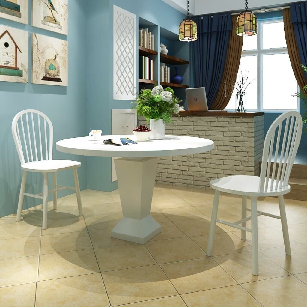 vidaXL Dining room chairs 2 pcs. White rubberwood solid wood