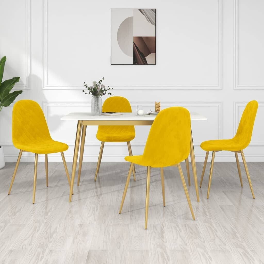 vidaXL Dining room chairs 4 pcs. Mustard yellow velvet