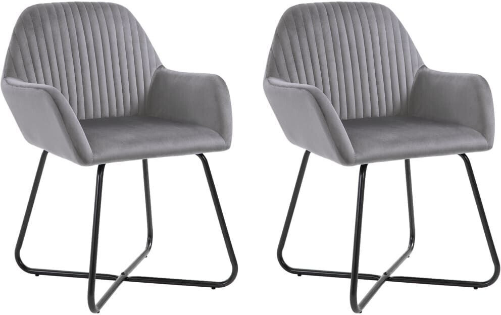 vidaXL Dining room chairs 2 pcs. Gray velvet