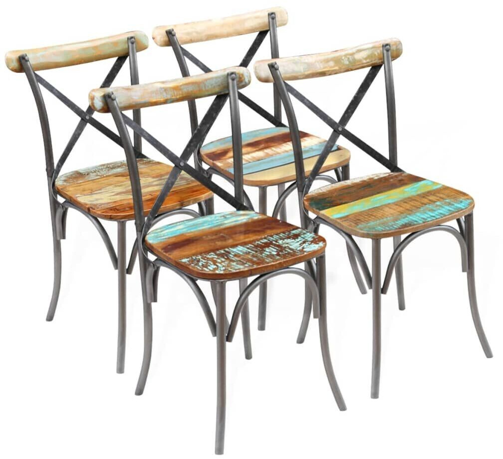 vidaXL Dining room chairs 4 pieces. Solid reclaimed wood
