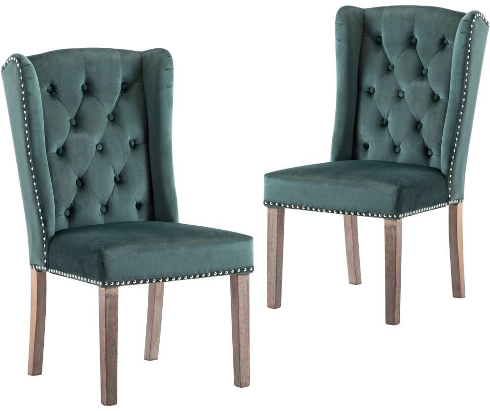 vidaXL Dining room chairs 2 pcs. Dark green velvet