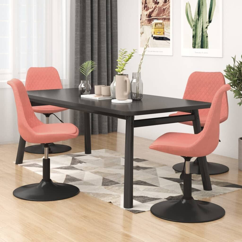 vidaXL Dining room chairs 4 pcs. Swivel pink velvet