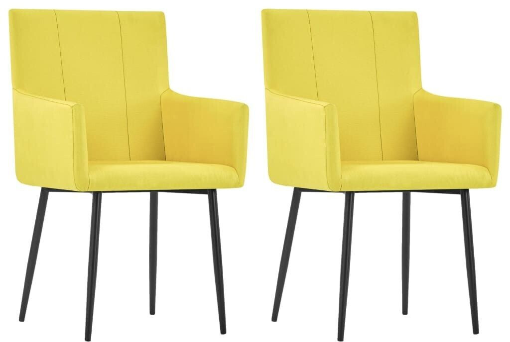 vidaXL Dining room chairs with armrests 2 pcs. Yellow fabric