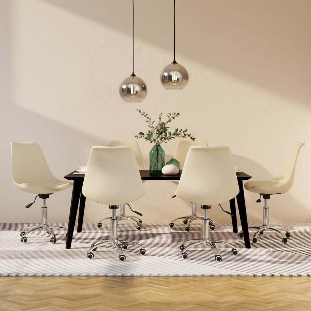vidaXL Dining room chairs 6 pcs swivel cream fabric