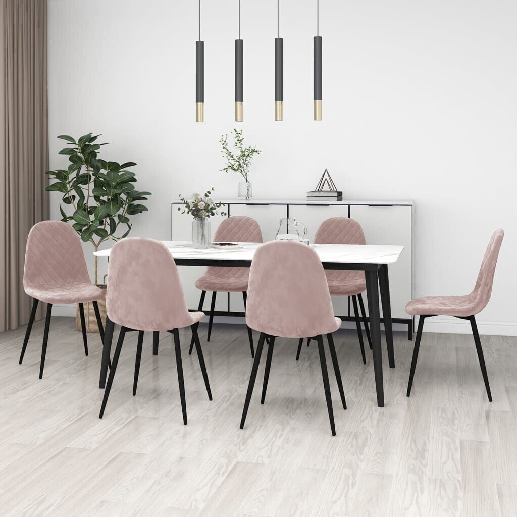 vidaXL Dining room chairs 6 pcs. Pink velvet