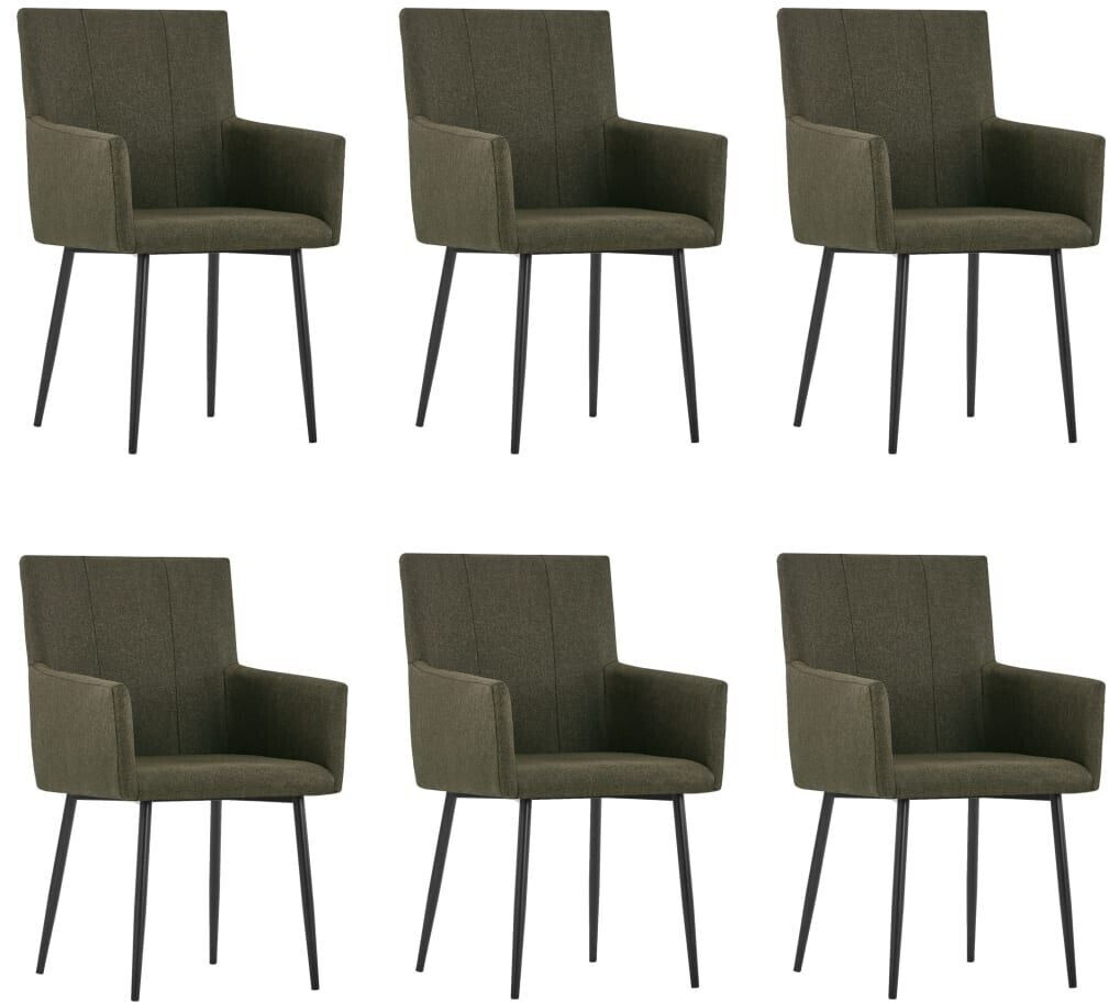 vidaXL Dining room chairs with armrests 6 pcs. Brown fabric