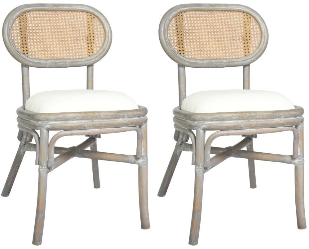 vidaXL Dining room chairs 2 pcs. Gray linen cover