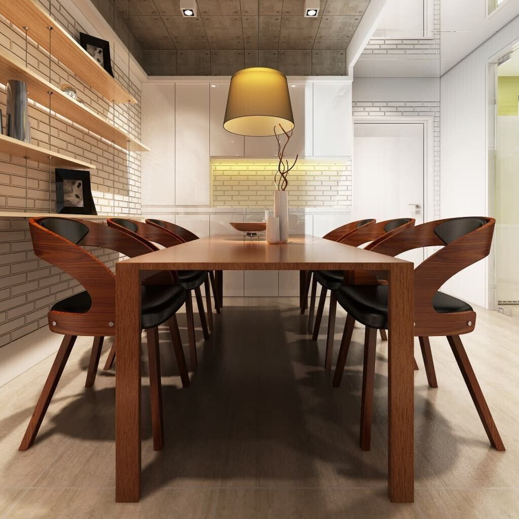 vidaXL Dining room chairs 6 pcs. Brown faux leather