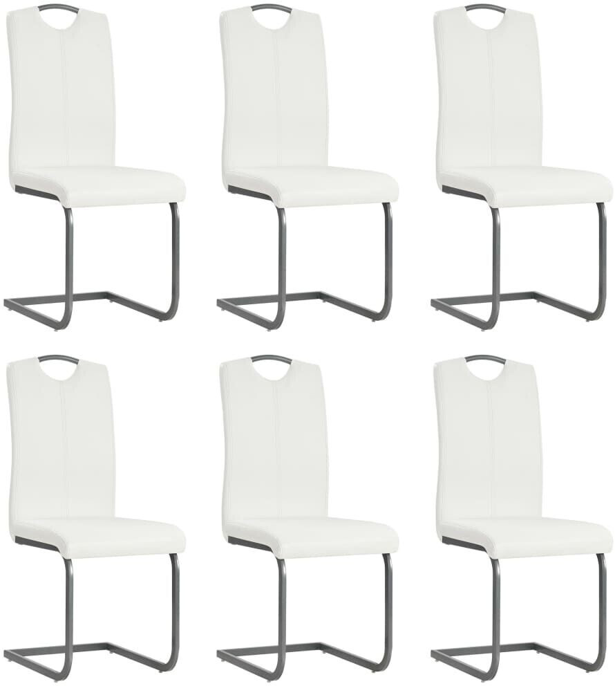 vidaXL Cantilever chairs 6 pcs. White faux leather