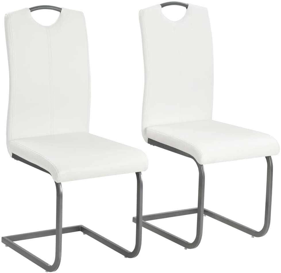 vidaXL Cantilever chair 2 pcs. White faux leather