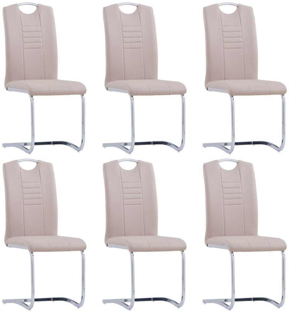 vidaXL Cantilever chairs 6 pieces. Cappuccino brown faux leather