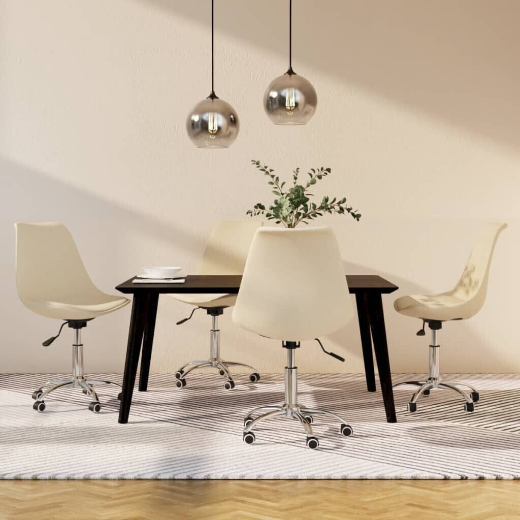 vidaXL Dining room chairs 4 pcs swivel cream fabric