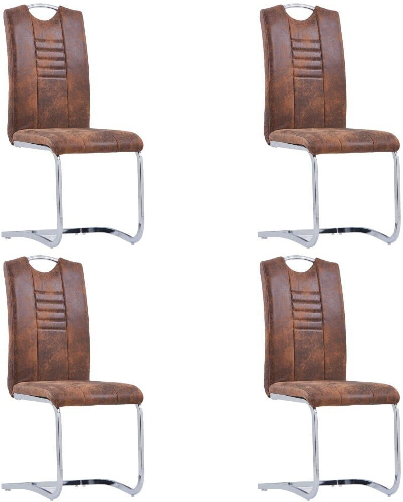 vidaXL Cantilever chairs 4 pieces brown suede look
