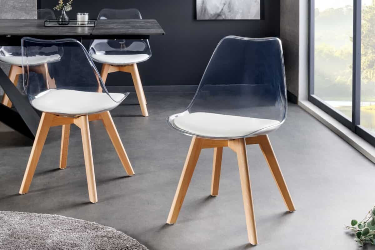 RiessAmbiente Design Stuhl SCANDINAVIA MEISTERSTÜCK transparent weiß