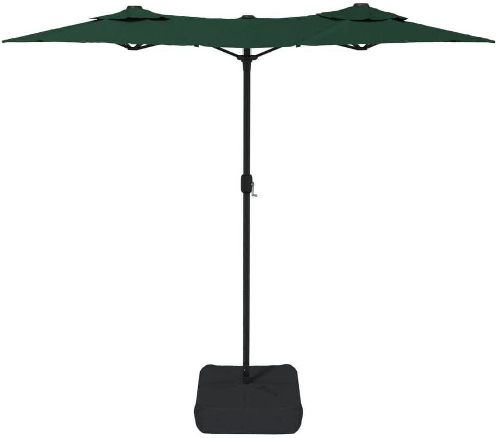 vidaXL Double parasol with LEDs 316x240 cm green