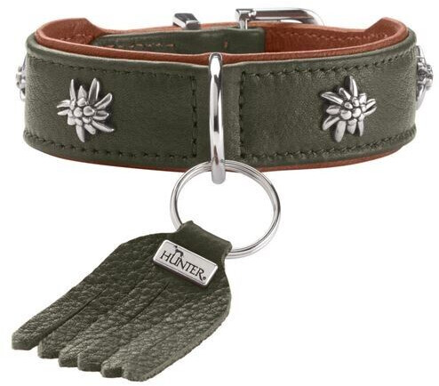 HUNTER Collier pour chien green/cognac L 65cm 4.0cm