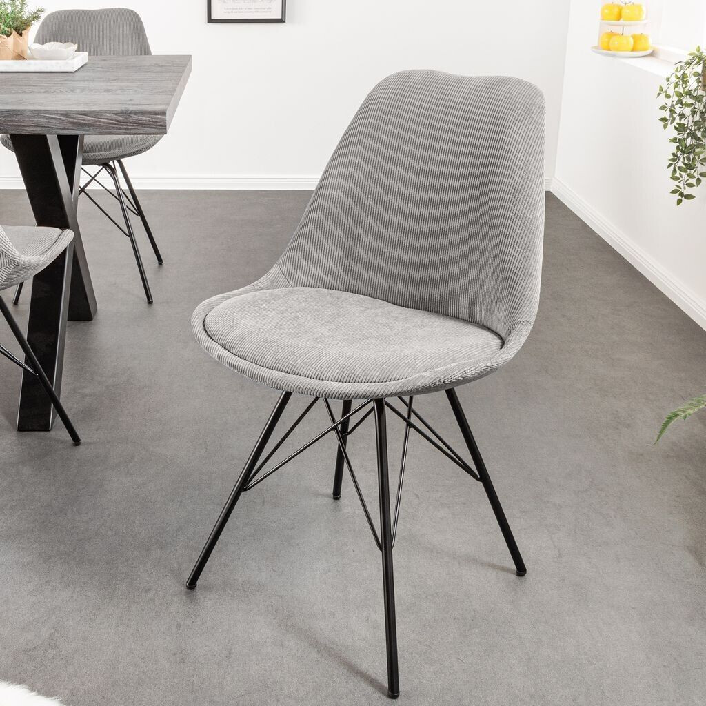 RiessAmbiente Design Stuhl SCANDINAVIA MEISTERSTÜCK grau Cord schwarz