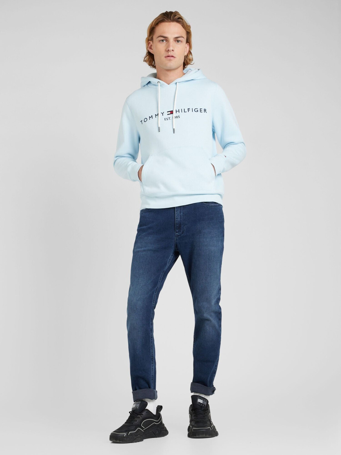 Tommy hilfiger baby blue hoodie sale