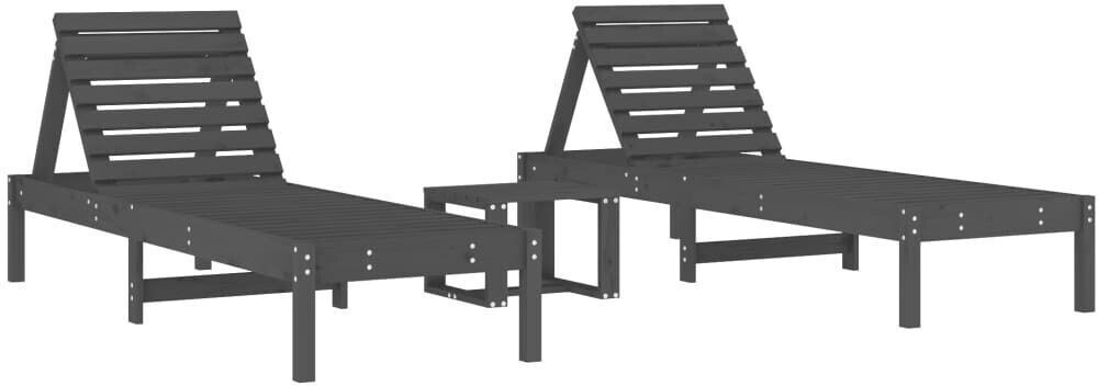 vidaXL Sun loungers 2 pcs. with table solid pine grey