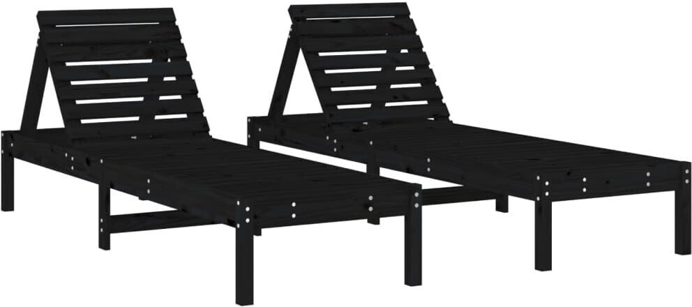 vidaXL Sun loungers 2 pcs. with table solid pine black