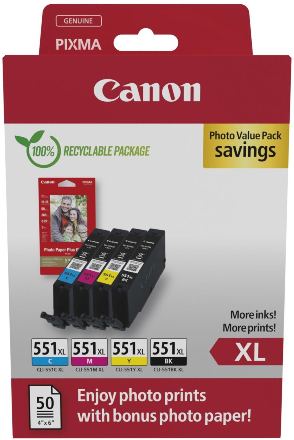Canon CLI-551XL Photo Value Pack (6443B008)