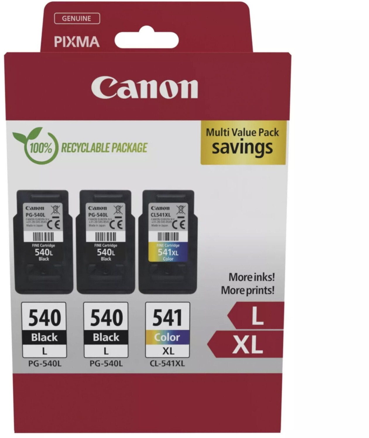 Canon PG-540L / CL-541XL Multipack 3 Pack (5224B017)