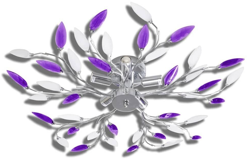 vidaXL Ceiling lamp with leaf tendrils white/purple (241477)