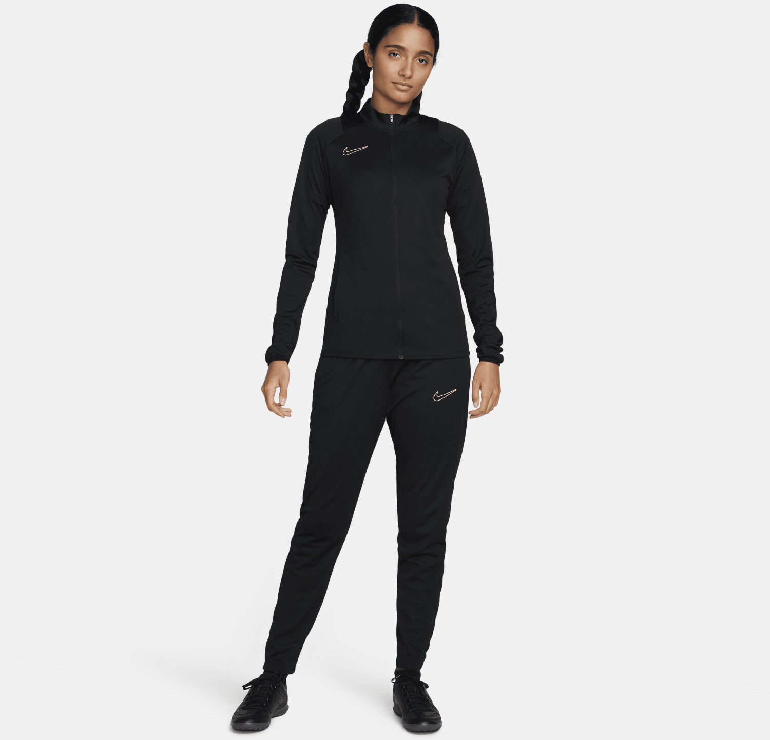 Nike tracksuit womens black and gold on sale