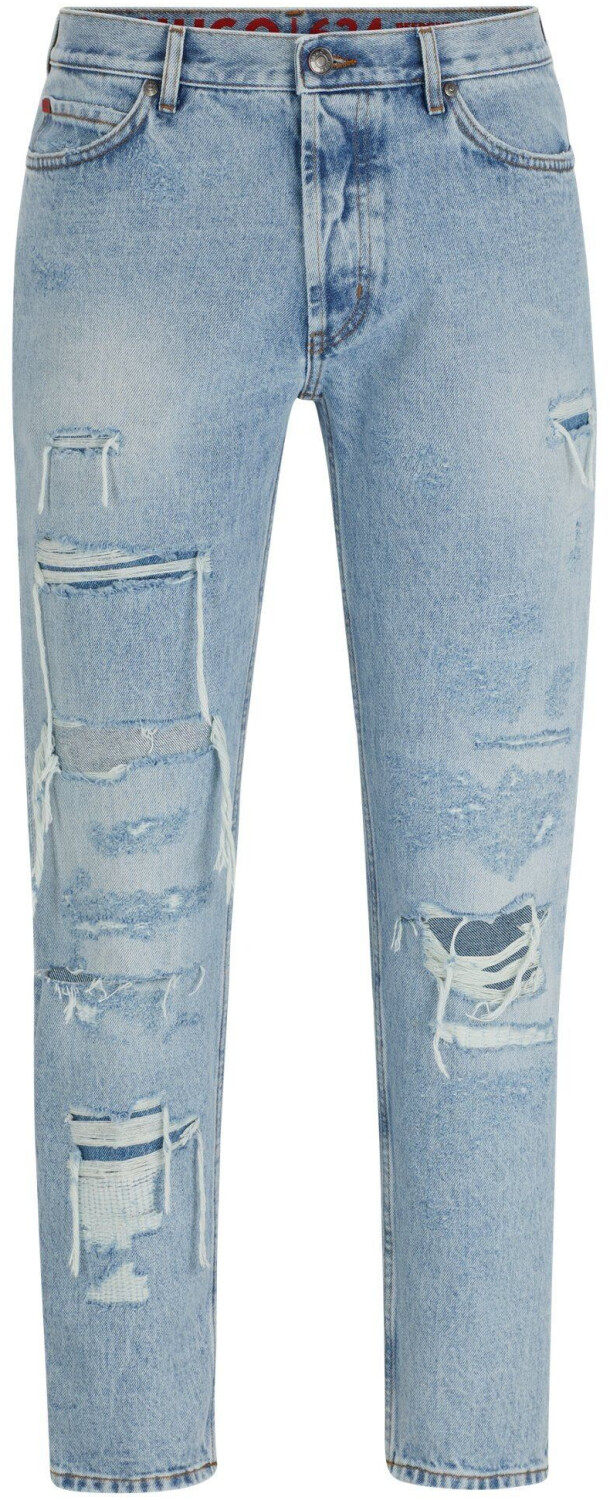 Hugo Tapered-fit jeans made of denim with destroyed effects 634 50507489 light blue