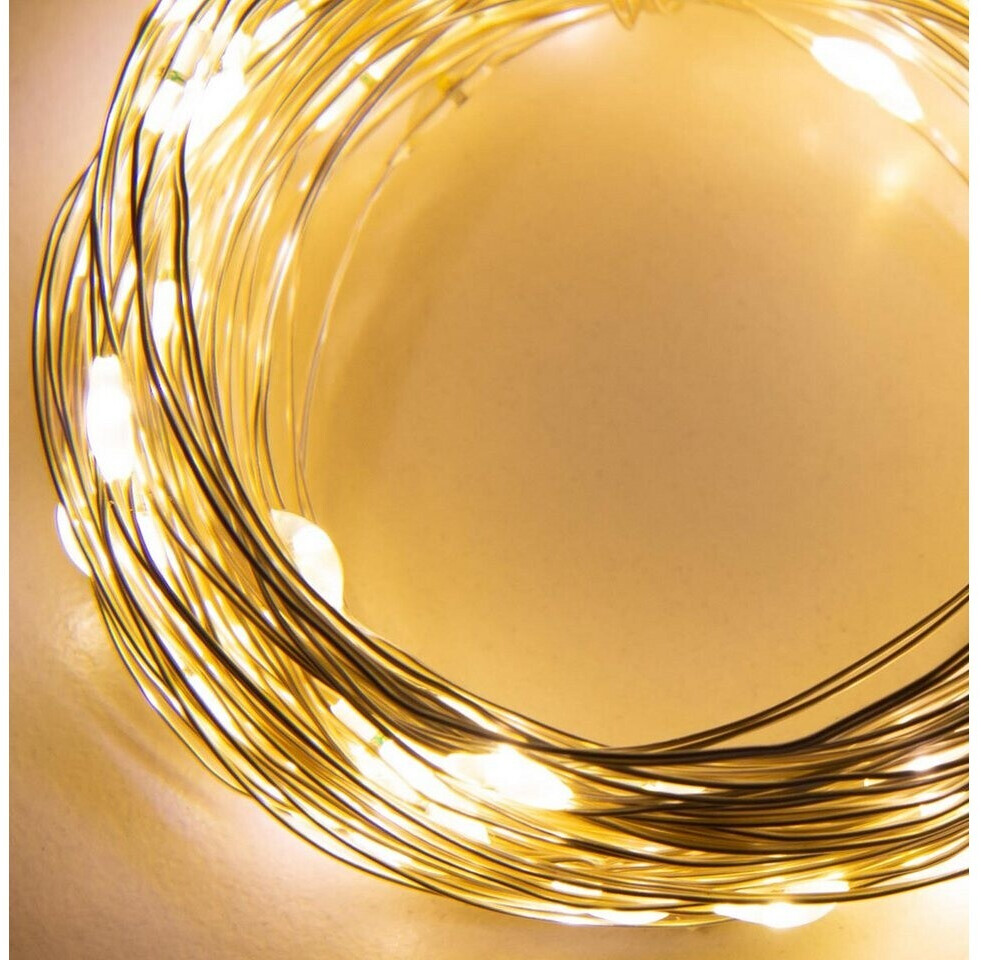 ETT LED Draht-Lichterkette McShine \ Micro\ , 80 LEDs, warmweiß, Batteriebetrieb mit Mignon / AA ab 2,89 € (Oktober 2026)