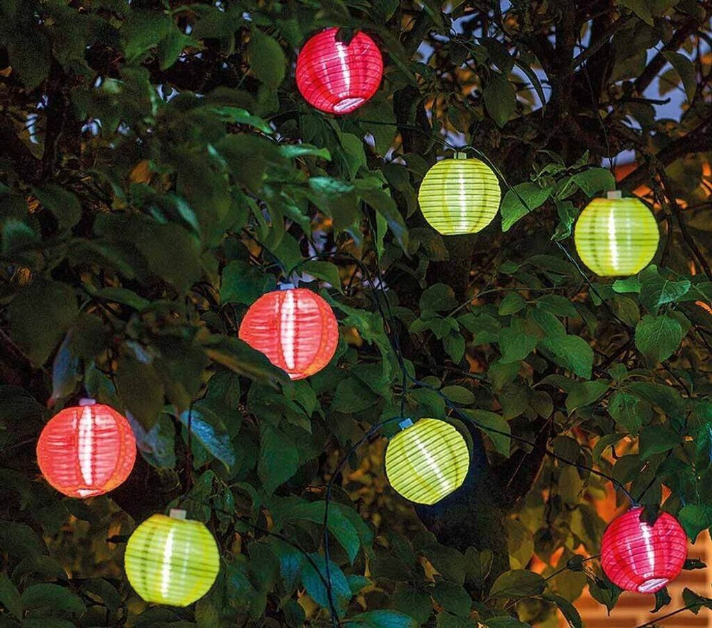 zeitzone Solar Lichterkette Lampions 8 Stück Rot Gelb Pink Laternen