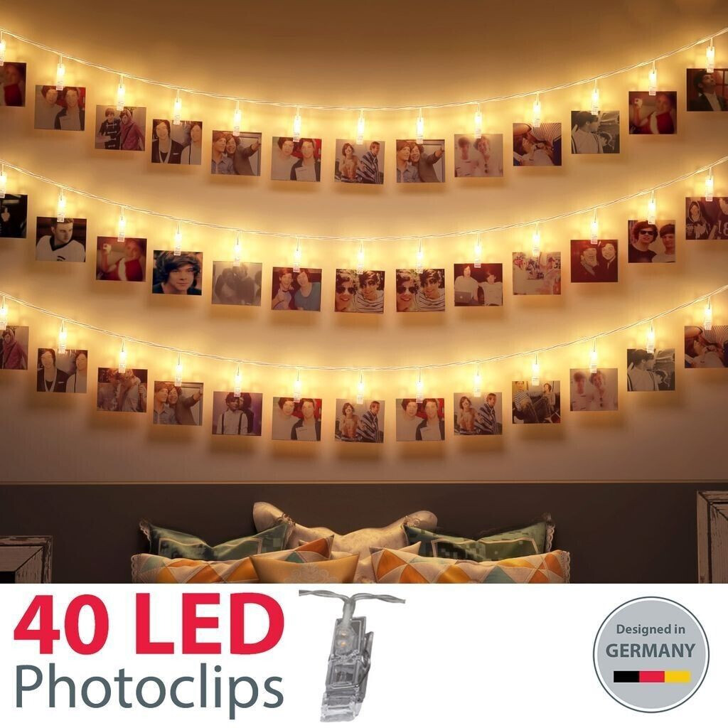 B.K.Licht 5m LED photo clip fairy lights string light mood lighting warm white light