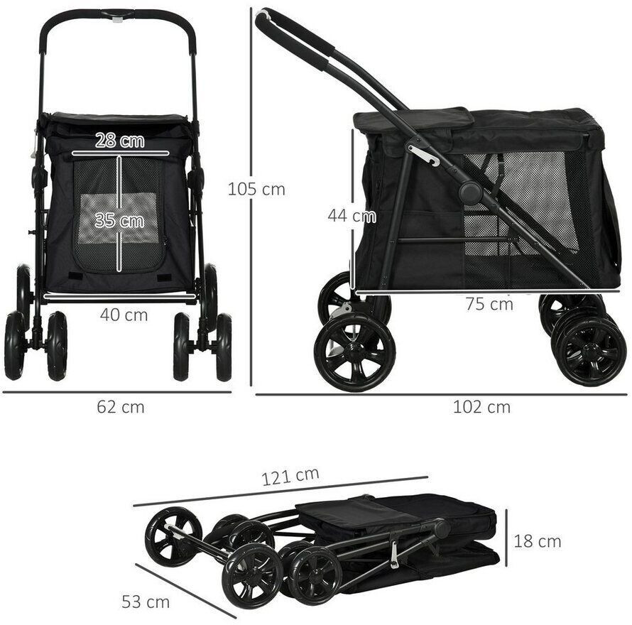 Pawhut Poussette pour chien D00-163V00 Black