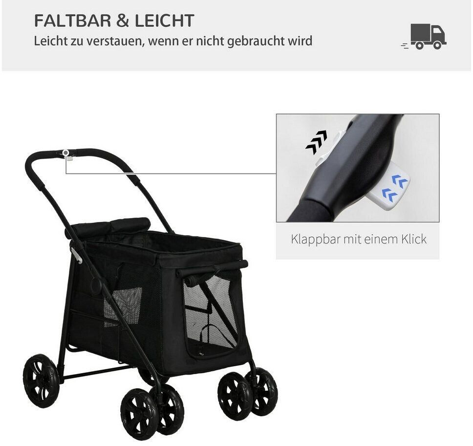 Pawhut Poussette pour chien D00-163V00 Black
