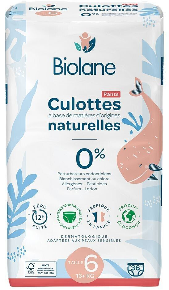 Biolane Couches culottes naturelles taille 6 (16+ kg) 36 couches