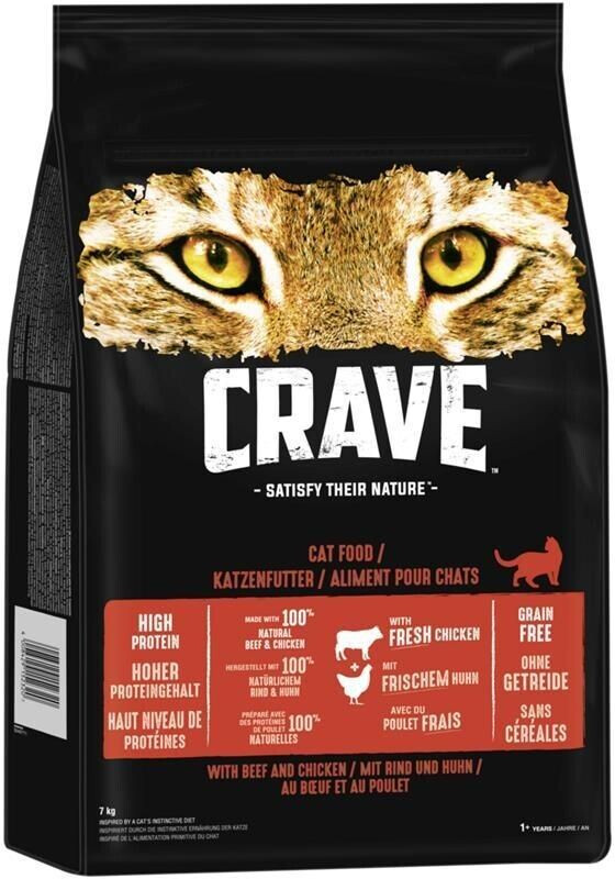 CRAVE Beef and chicken dry cat food 7kg