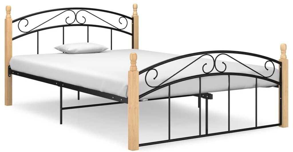 vidaXL Bed frame metal and solid oak wood 140x200cm (324928)