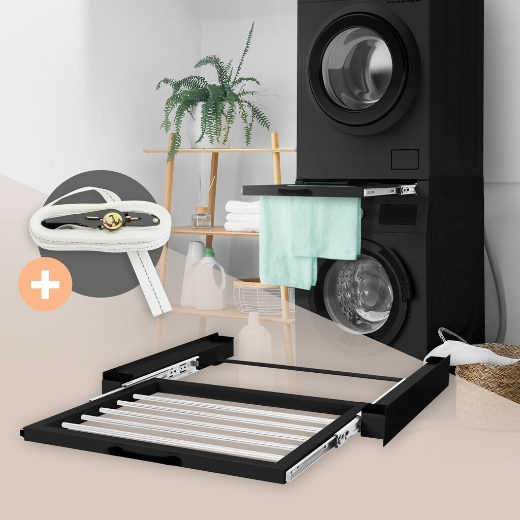 ML-Design Intermediate frame with clothesline, 60.5x54.5 cm, black, made of steel,