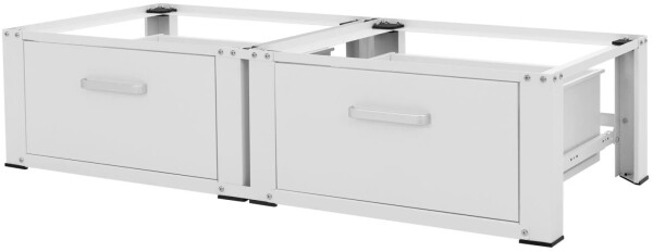 ML-Design Doppel Waschmaschinen Untergestell, 128x53,5x31,5 cm, Weiß, aus Stahl, inkl. 2 Schubladen, bis 150kg,