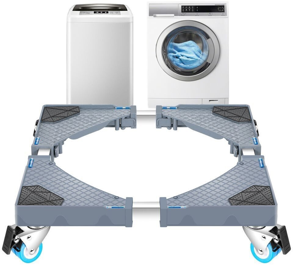 en.casa Washing machine base frame Zaberfeld washing machine base with 4 wheels pedestal max. 300 kg stainless steel gray