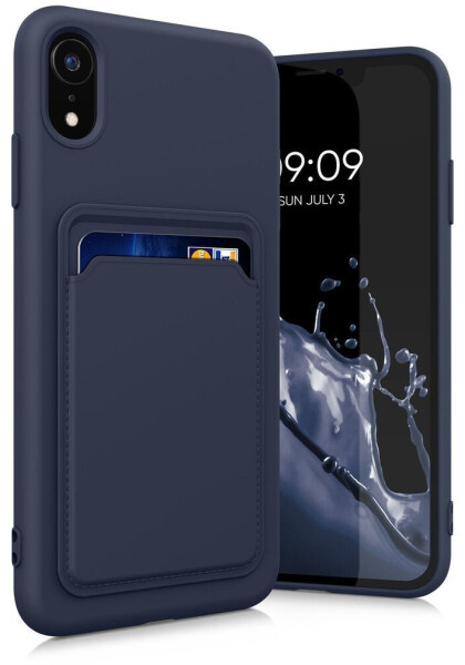 kwmobile Handyhülle kompatibel mit Apple iPhone XR Hülle - Handy Cover mit Fach für Karten - in Dunkelblau