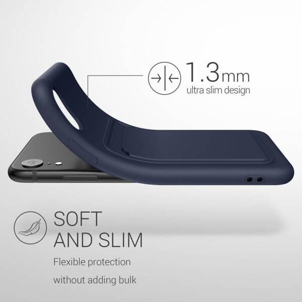 kwmobile Handyhülle kompatibel mit Apple iPhone XR Hülle - Handy Cover mit Fach für Karten - in Dunkelblau, Bild 2