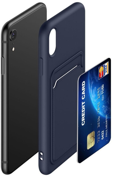 kwmobile Handyhülle kompatibel mit Apple iPhone XR Hülle - Handy Cover mit Fach für Karten - in Dunkelblau, Bild 5