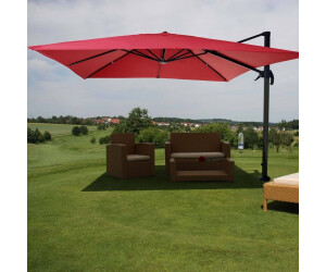 MCW Ampelschirm A96 3x3m Alu/Stahl ohne Ständer Drehbar Rot