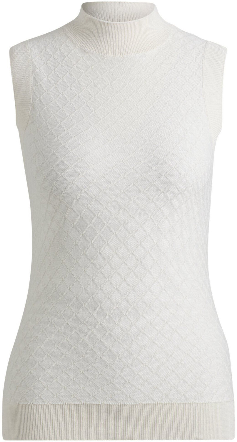 Hugo Boss Sleeveless turtleneck top made of silk and cotton (50516774) white