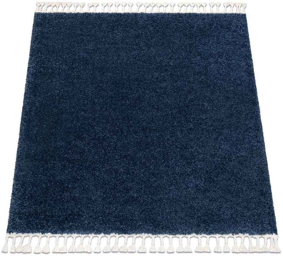 BestenTeppicheDe Carpet BERBER 9000 dark blue fringe Berber Moroccan shaggy blue 160x160 cm