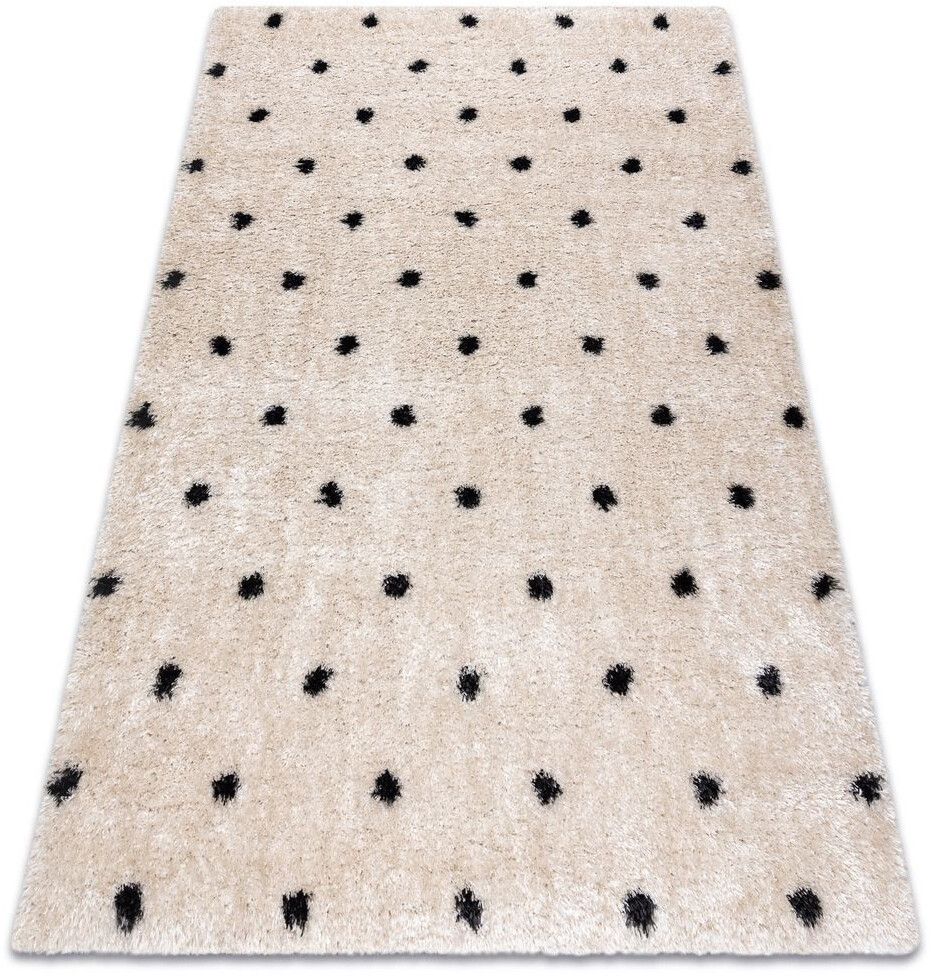 BestenTeppicheDe Carpet FLUFFY 2370 Shaggy dots cream/anthracite beige 160x220 cm