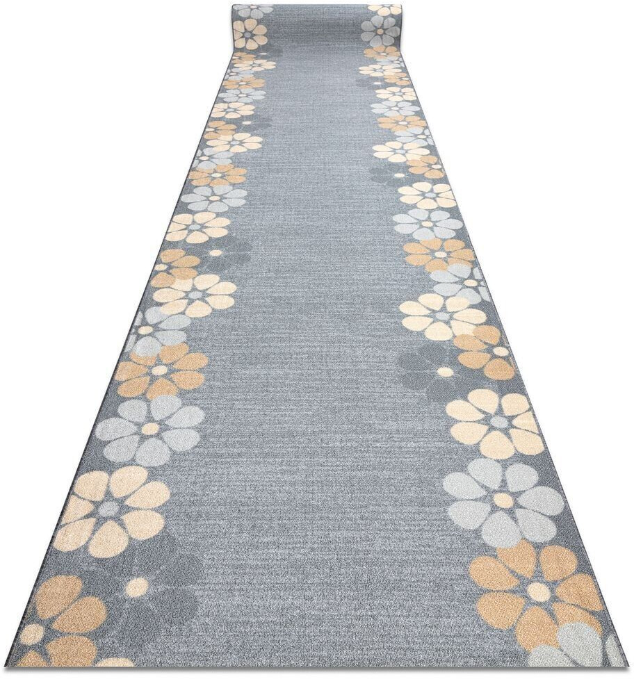 BestenTeppicheDe Runner anti-slip MARGARETKA flowers, rubber gray 120 cm Gray 120x300 cm